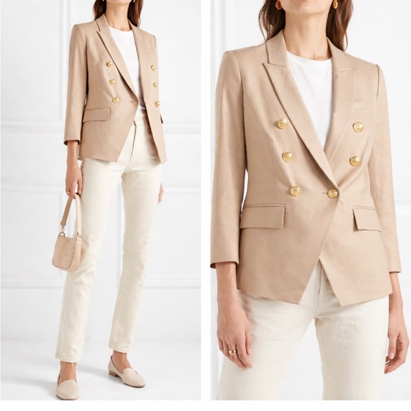 Veronica Beard Jackets & Blazers - Veronica Beard Empire Miller Dickey Linen Blazer Jacket Tan Khaki Gold Buttons 4